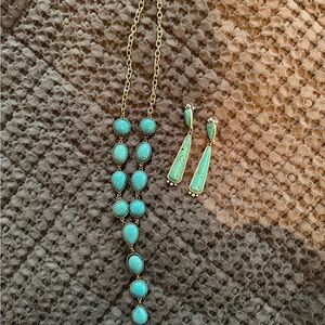Faux Turquoise Necklace and Earring Set
